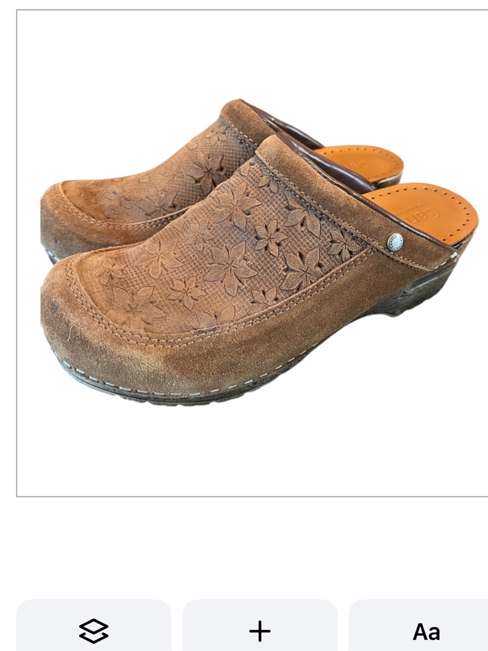 Sanita Suede Clogs Sz 39 Granola